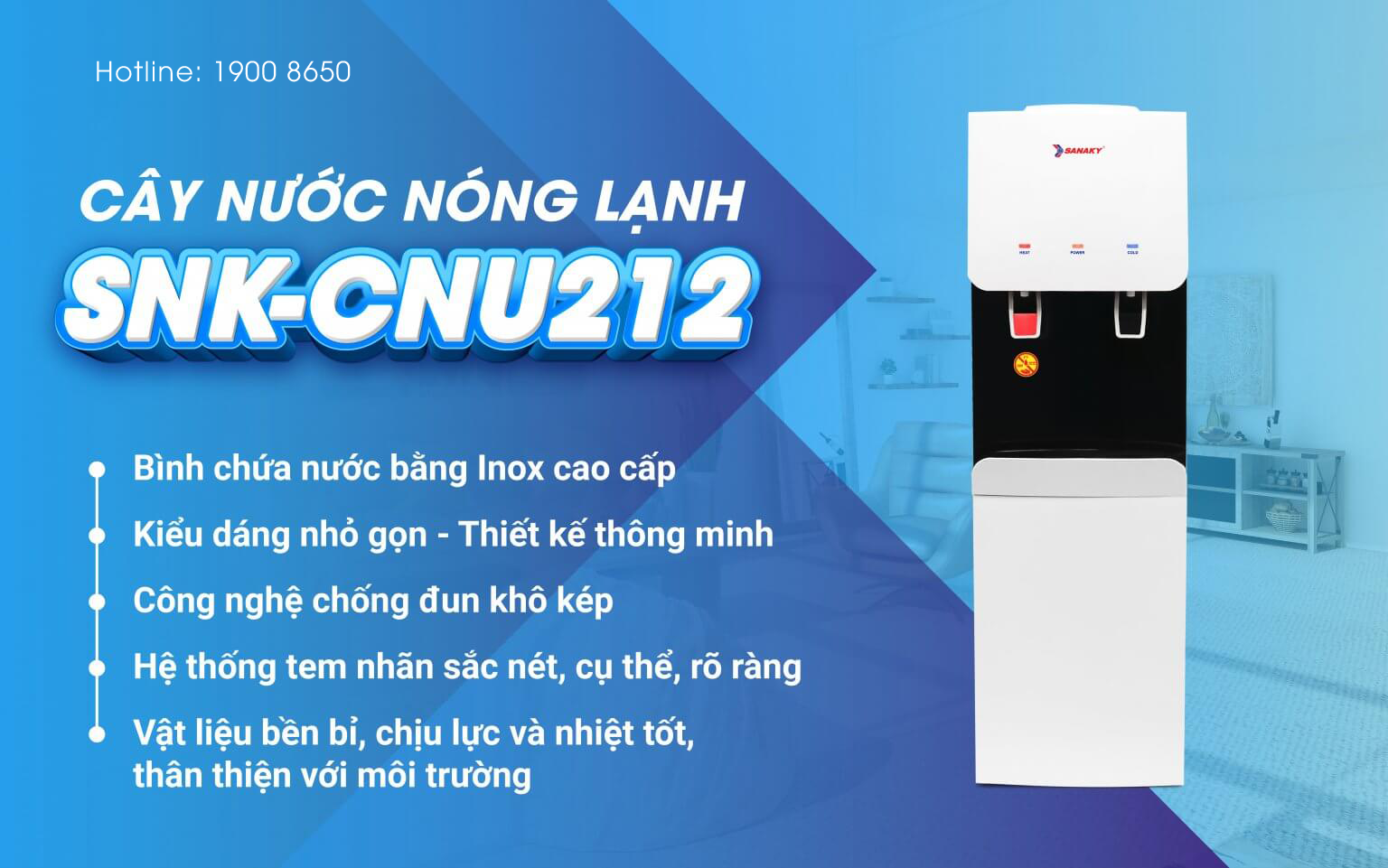 Các ưu điểm nổi bật của cây nước nóng lạnh Sanaky SNK-CNU212